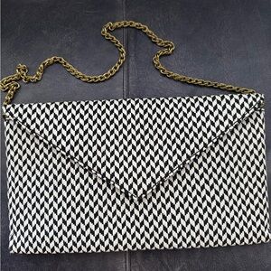 NEW JCrew Black and White Woven Bag